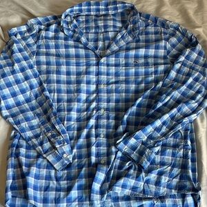 Vineyard Vines Blue and White Plaid Men's Shirt